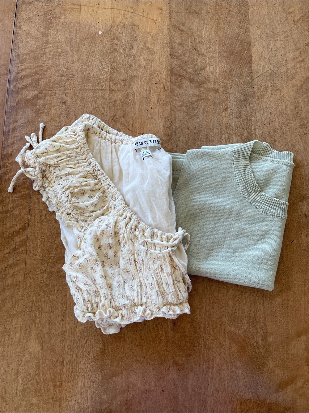 Summer Tops - Green Vest and Urban Outfitters Floral Tank